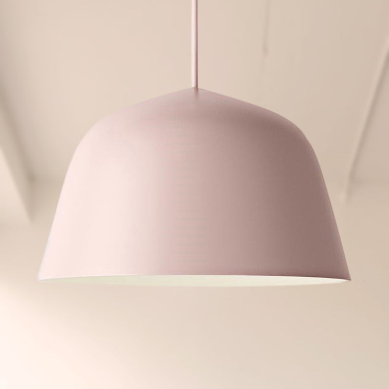 Nordic Style Dome Shade Hanging Ceiling Light 10"/16" Dia 1 Light Metal Pendant Lamp in Black/Green for Bedroom
