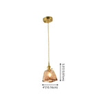 Brass Shaded Drop Pendant Vintage Handmade Tan Glass 1-Bulb Living Room Pendulum Light