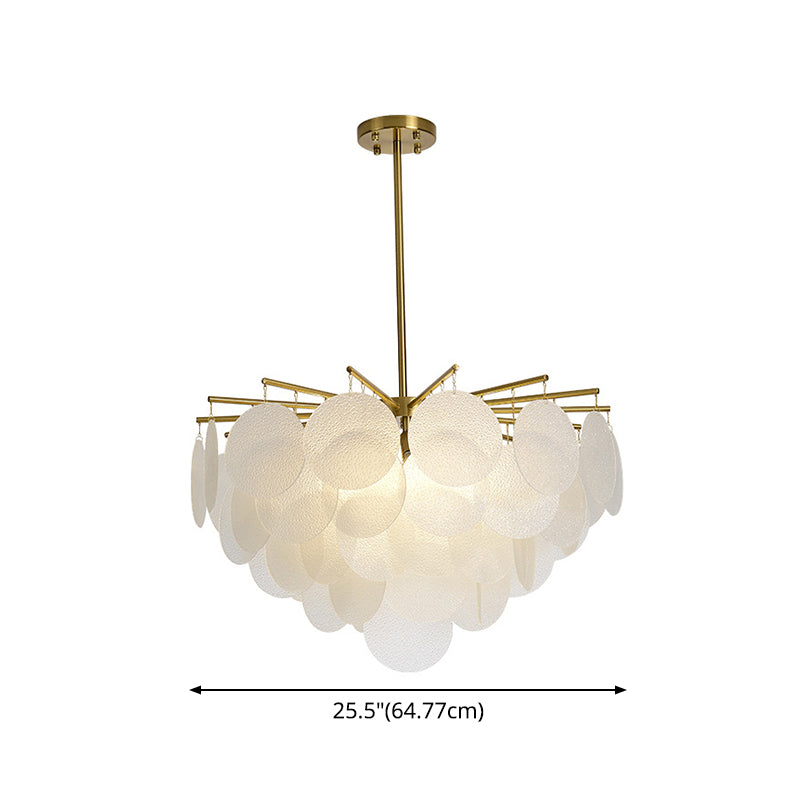 Tiered Discs Suspension Lighting Modern Dining Room Ceiling Chandelier in Brass-White