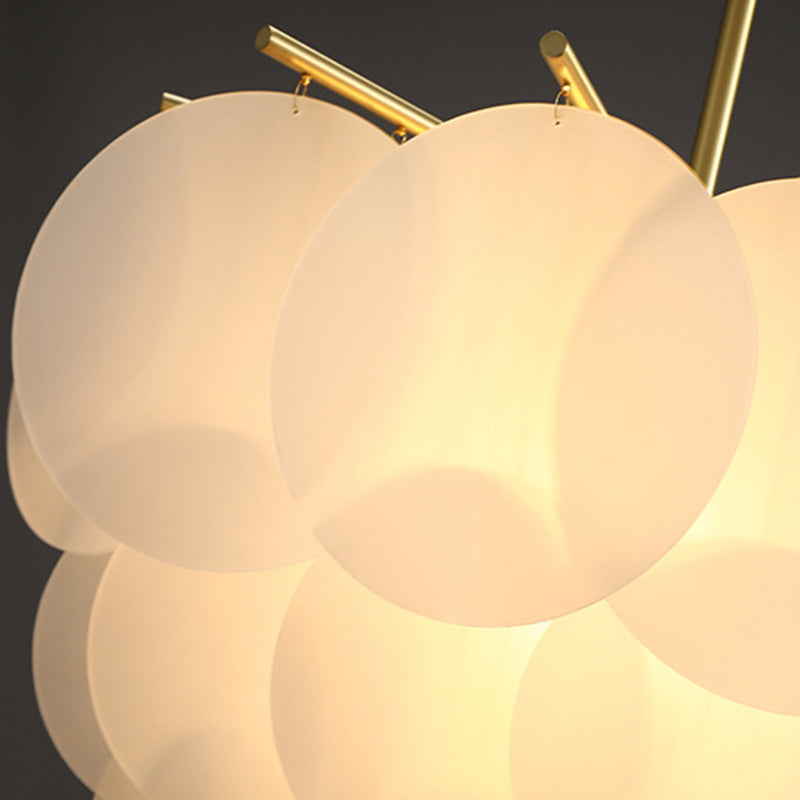 Tiered Discs Suspension Lighting Modern Dining Room Ceiling Chandelier in Brass-White