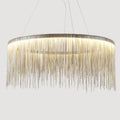 Silver Tassel Chain Pendant Lamp Modernist Metal Ceiling Chandelier in Round Shape