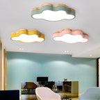 Acrylic Cloud Flush Ceiling Light Fixture Nordic LED Flush Mount Lighting with Metal Shade and Wood Canopy