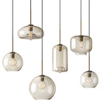 Cognac Glass Pendant Light Modern Minimalist 1-Light Pendant Lighting For Dining Room Table