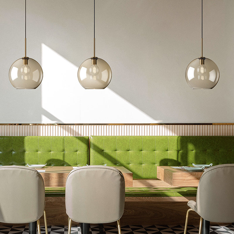 Cognac Glass Pendant Light Modern Minimalist 1-Light Pendant Lighting For Dining Room Table