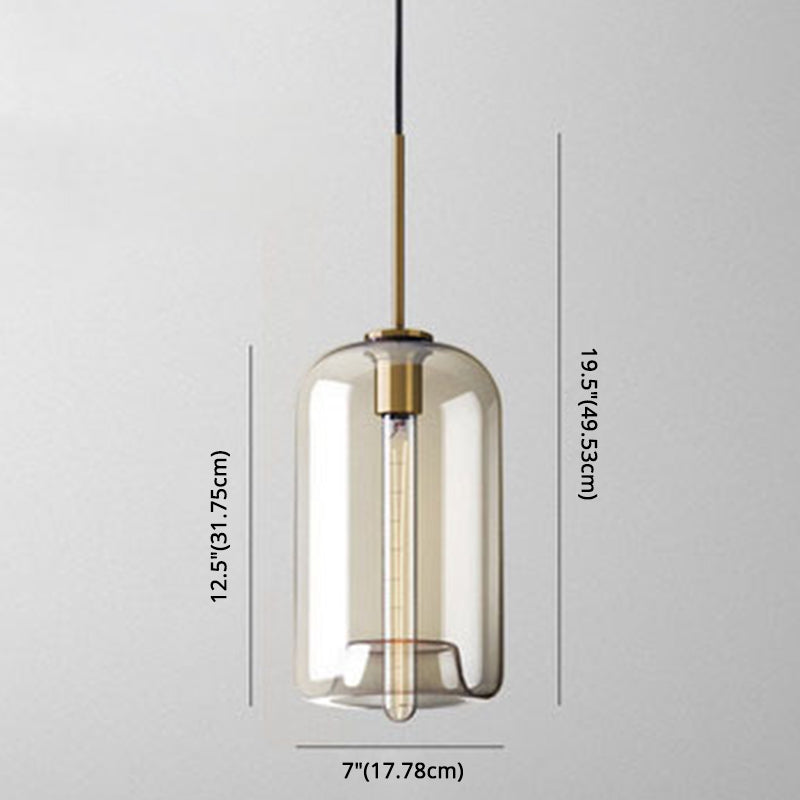Cognac Glass Pendant Light Modern Minimalist 1-Light Pendant Lighting For Dining Room Table