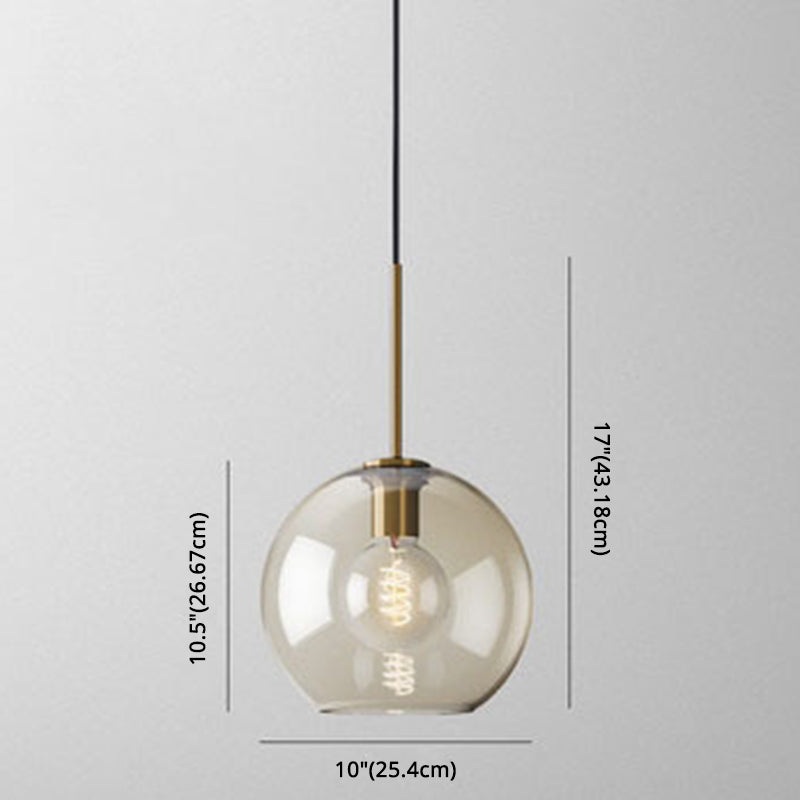 Cognac Glass Pendant Light Modern Minimalist 1-Light Pendant Lighting For Dining Room Table