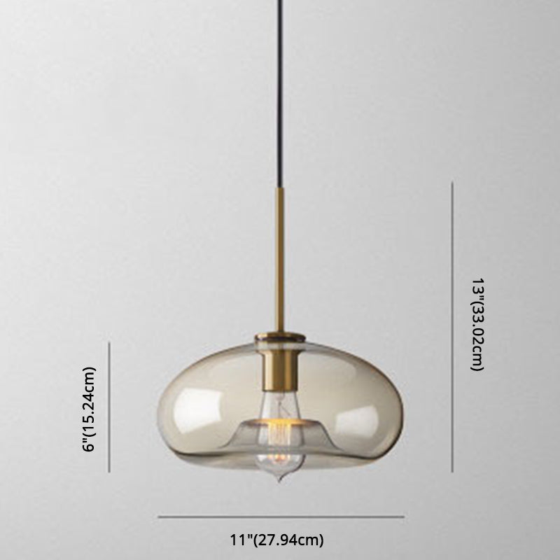 Cognac Glass Pendant Light Modern Minimalist 1-Light Pendant Lighting For Dining Room Table