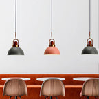 1-Light Bowl Pendant Lamp Nordic Macarons Style Metal Restaurant Hanging Lamp