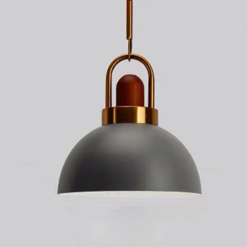 1-Light Bowl Pendant Lamp Nordic Macarons Style Metal Restaurant Hanging Lamp