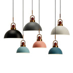 1-Light Bowl Pendant Lamp Nordic Macarons Style Metal Restaurant Hanging Lamp