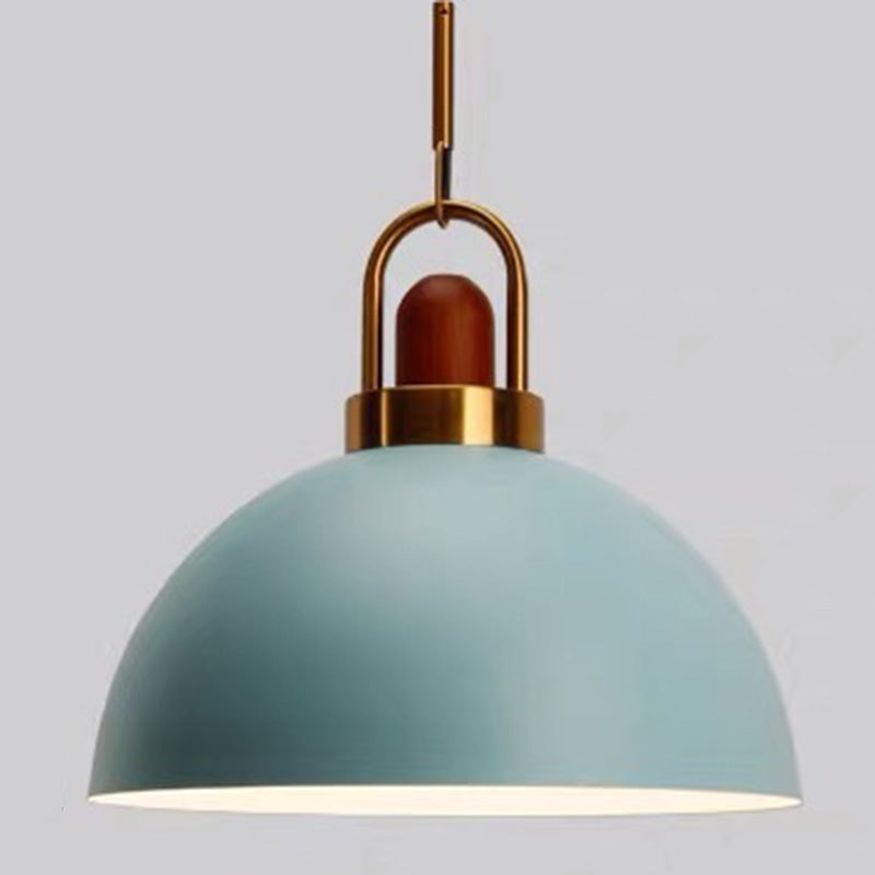 1-Light Bowl Pendant Lamp Nordic Macarons Style Metal Restaurant Hanging Lamp