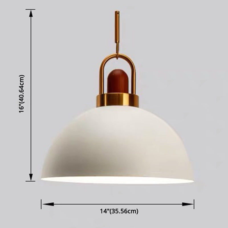 1-Light Bowl Pendant Lamp Nordic Macarons Style Metal Restaurant Hanging Lamp