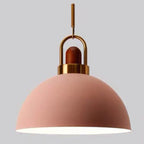 1-Light Bowl Pendant Lamp Nordic Macarons Style Metal Restaurant Hanging Lamp
