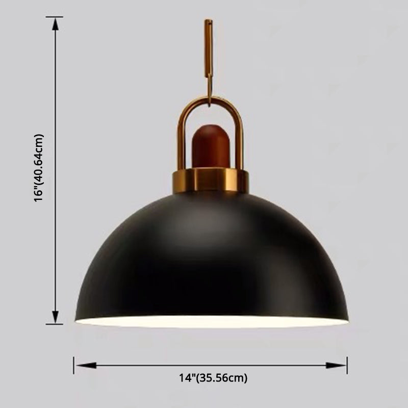 1-Light Bowl Pendant Lamp Nordic Macarons Style Metal Restaurant Hanging Lamp