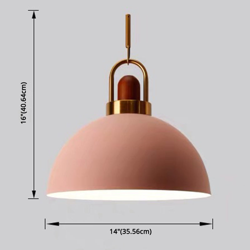 1-Light Bowl Pendant Lamp Nordic Macarons Style Metal Restaurant Hanging Lamp