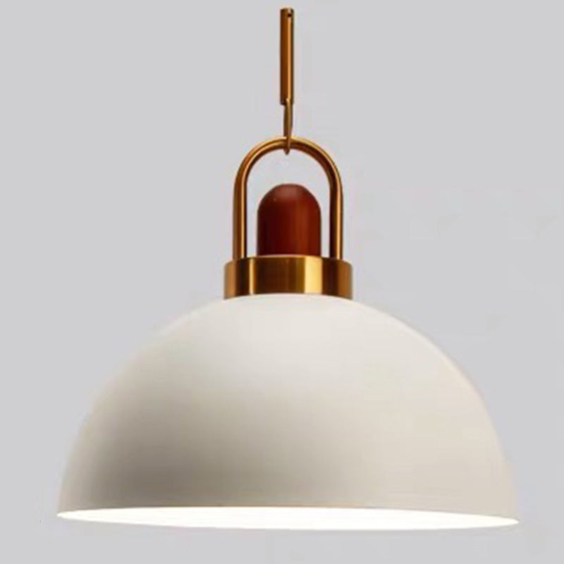1-Light Bowl Pendant Lamp Nordic Macarons Style Metal Restaurant Hanging Lamp