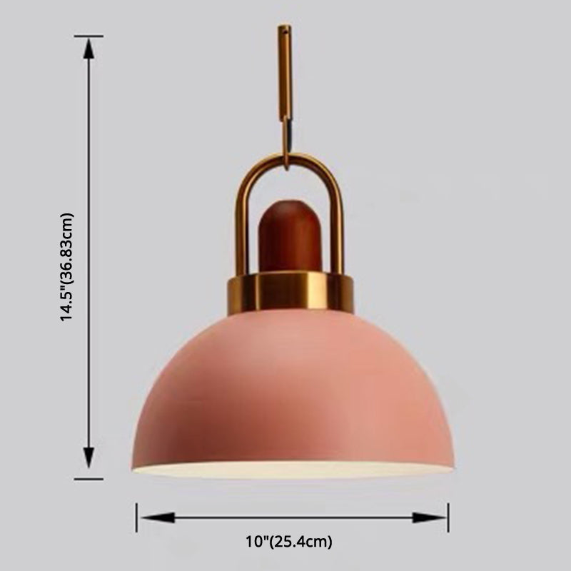 1-Light Bowl Pendant Lamp Nordic Macarons Style Metal Restaurant Hanging Lamp