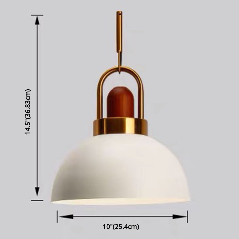 1-Light Bowl Pendant Lamp Nordic Macarons Style Metal Restaurant Hanging Lamp
