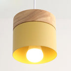 Modern Minimalist Wooden Top Pendant Light Metal Macarons 1-Light Pendant Lighting