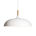 Dome Dining Room Drop Pendant Modern Style Metal 1 Light Hanging Ceiling Light with Wooden Top