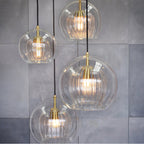 1 Light Globe Pendant Lamp Modern Clear Double Glass Hanging Lamp for Living Room