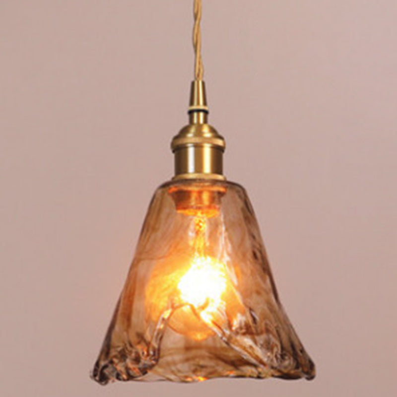 Vintage 1 Light Pendant Lamp Amber Alabaster Glass Pendant Lighting for Living Room