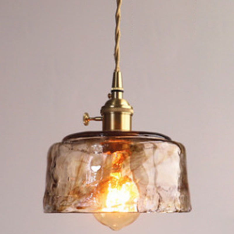 Vintage 1 Light Pendant Lamp Amber Alabaster Glass Pendant Lighting for Living Room
