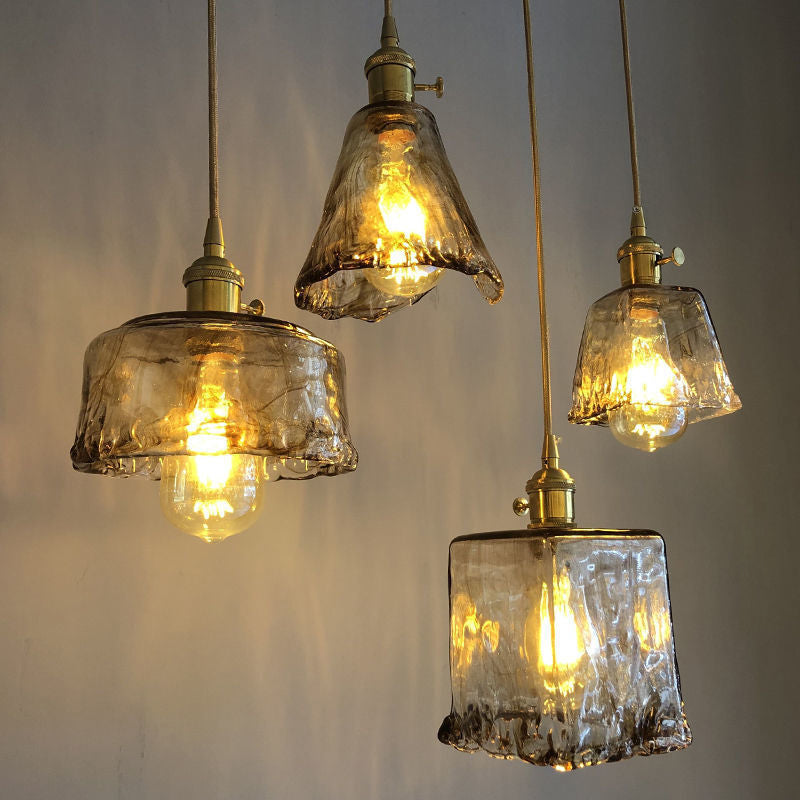 Vintage 1 Light Pendant Lamp Amber Alabaster Glass Pendant Lighting for Living Room
