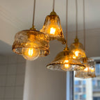 Vintage 1 Light Pendant Lamp Amber Alabaster Glass Pendant Lighting for Living Room