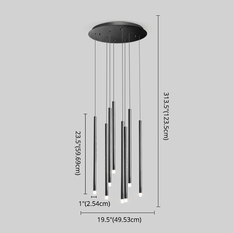 LED Sticks Pendant Lighting Minimalistic Metal Staircase Ceiling Suspension Lamp with Acrylic Shade