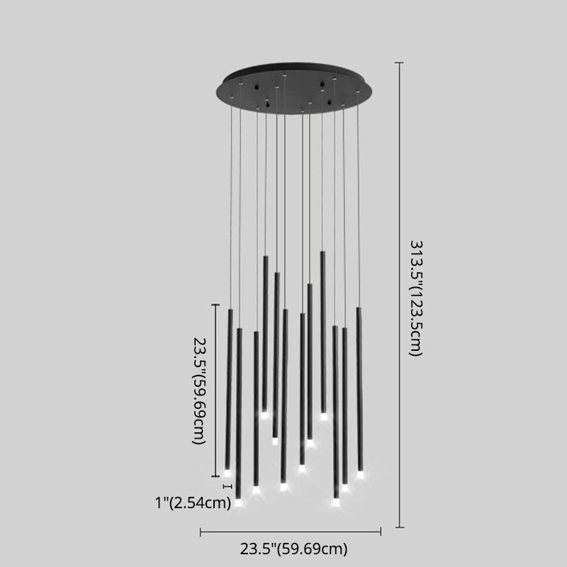 LED Sticks Pendant Lighting Minimalistic Metal Staircase Ceiling Suspension Lamp with Acrylic Shade