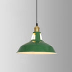 Enamel Green Shaded Suspension Lamp Retro Metal 1-Light Cafe Hanging Light Fixture
