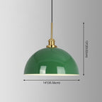 Enamel Green Shaded Suspension Lamp Retro Metal 1-Light Cafe Hanging Light Fixture