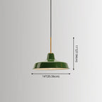 Enamel Green Shaded Suspension Lamp Retro Metal 1-Light Cafe Hanging Light Fixture