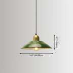 Enamel Green Shaded Suspension Lamp Retro Metal 1-Light Cafe Hanging Light Fixture