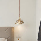 Icy Clear Glass Shade Hanging Lamp 1 Light Tiffany-Style Pendant Light Fixture for Bedroom