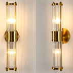Indoor Lighting Wall Mount Lamp 2 Heads Crystal LED Bathroom Vanity Lights in Gold Finish