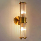 Indoor Lighting Wall Mount Lamp 2 Heads Crystal LED Bathroom Vanity Lights in Gold Finish