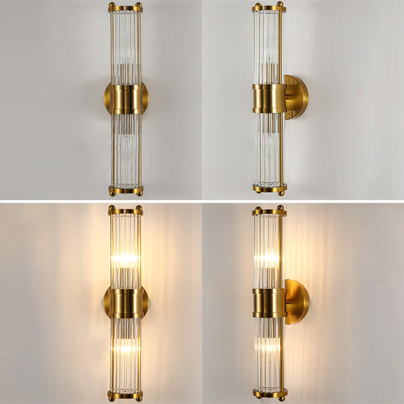 Indoor Lighting Wall Mount Lamp 2 Heads Crystal LED Bathroom Vanity Lights in Gold Finish