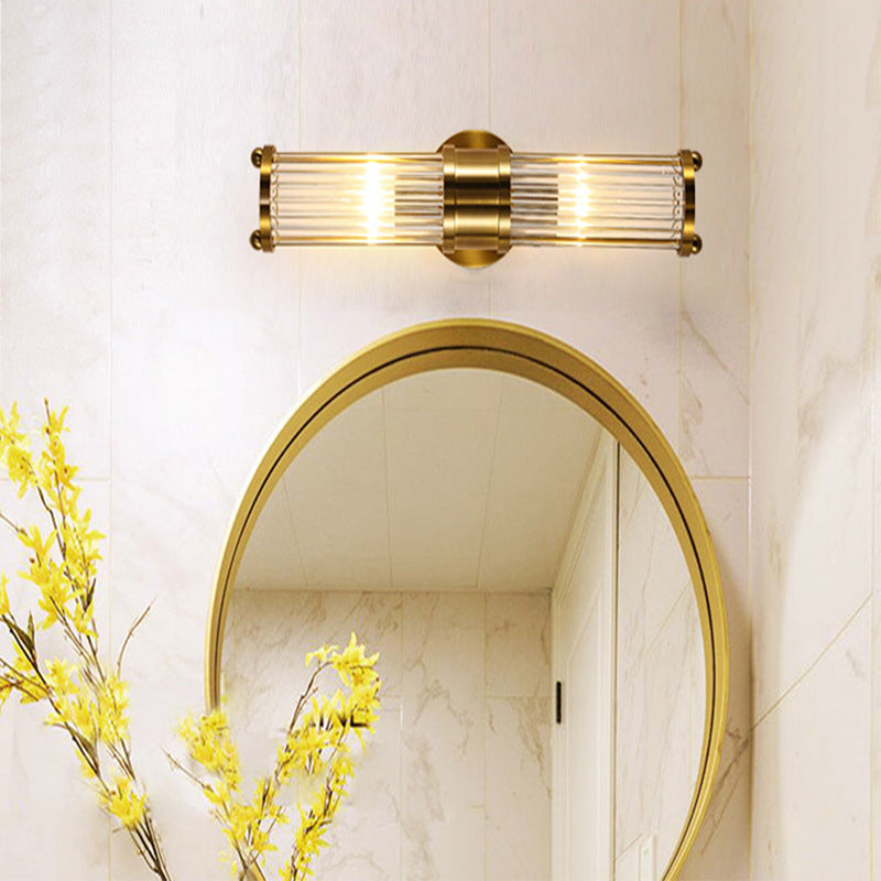 Indoor Lighting Wall Mount Lamp 2 Heads Crystal LED Bathroom Vanity Lights in Gold Finish