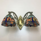 Tiffany Vanity Lamp 2 Lights Dragonfly Vanity Wall Sconce with Multi-Color for Mirror Cabinet