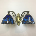 Tiffany Vanity Lamp 2 Lights Dragonfly Vanity Wall Sconce with Multi-Color for Mirror Cabinet