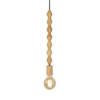 Spherical Bead Wood Hanging Lamp Lodge Style 1 Light Bedside Pendant Lighting with Bare Bulb, 12.5"/14" Height