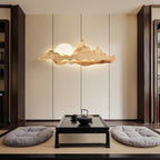 Chinese Style Wooden Wall Lighting Ideas Mountain and Moon Shape Sconce Light Fixture for Living Room