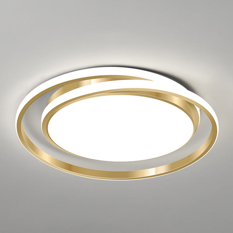 Simple Style Round Ceiling Lamp Acrylic LED Bedroom Flush Mount Light Fixture in Brushed Gold