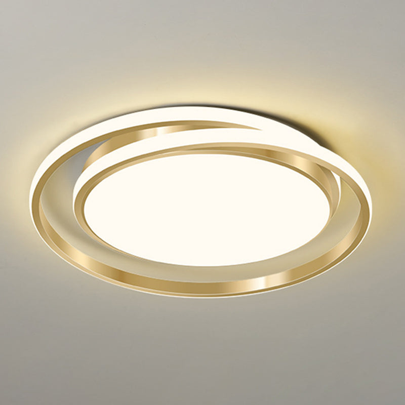 Simple Style Round Ceiling Lamp Acrylic LED Bedroom Flush Mount Light Fixture in Brushed Gold