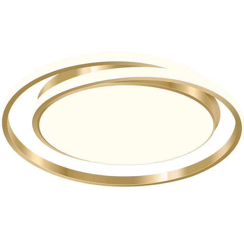 Simple Style Round Ceiling Lamp Acrylic LED Bedroom Flush Mount Light Fixture in Brushed Gold