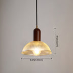 1 Light Bowl Hanging Light Fixtures Vintage Ribbed Glass Ceiling Light for Restaurant