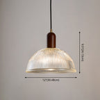 1 Light Bowl Hanging Light Fixtures Vintage Ribbed Glass Ceiling Light for Restaurant