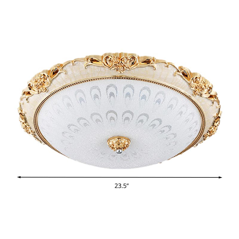 Dome Flush Mounted Light Modern White Glass 8"/12"/16" Wide LED Gold/Silver Ceiling Light in White/3 Color Light